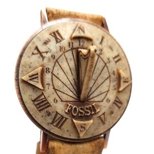 Vintage Fossil SD-1 Palermo Beige and Brown Sundial Watch